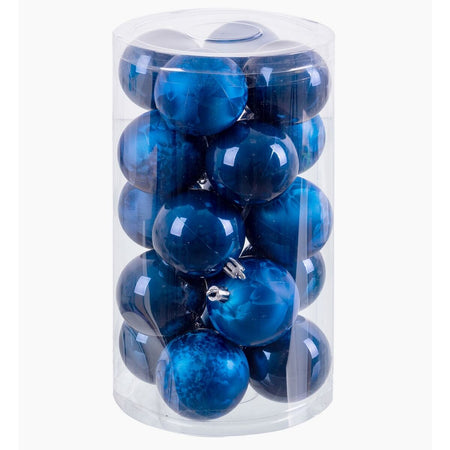 Boules de Noël Bleu Plastique 6 x 6 x 6 cm (20 Unités) - Sapin Belge