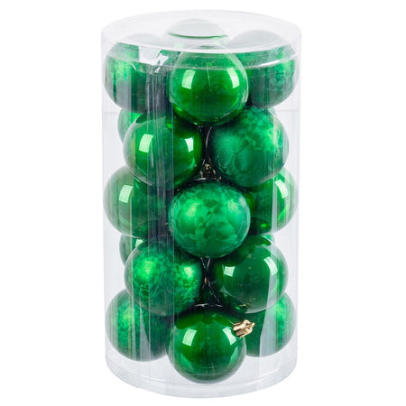 Boules de Noël Vert Plastique 6 x 6 x 6 cm (20 Unités) - Sapin Belge