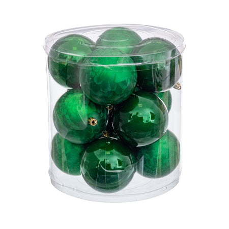Boules de Noël Vert Plastique 8 x 8 x 8 cm (12 Unités) - Sapin Belge
