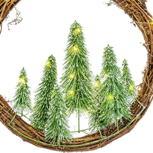 Couronne de Noël Marron Vert Plastique 46 x 10 x 46 cm - Sapin Belge