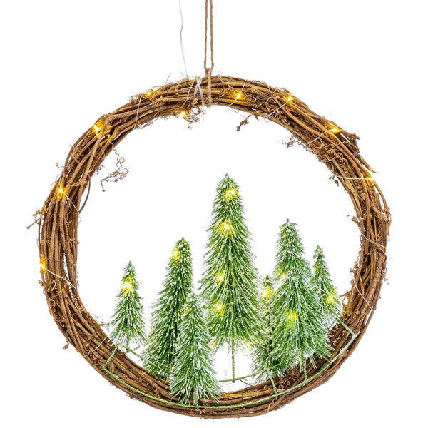 Couronne de Noël Marron Vert Plastique 46 x 10 x 46 cm - Sapin Belge