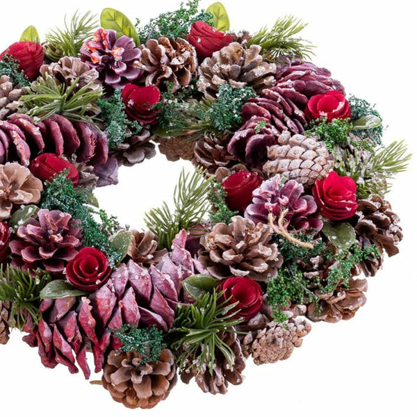 Couronne de Noël Rouge Multicouleur Plastique Foam Ananas 35 x 35 x 9 cm - Sapin Belge