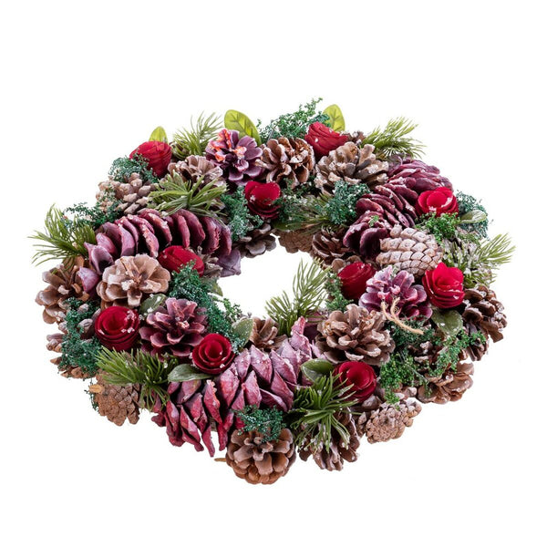 Couronne de Noël Rouge Multicouleur Plastique Foam Ananas 35 x 35 x 9 cm - Sapin Belge