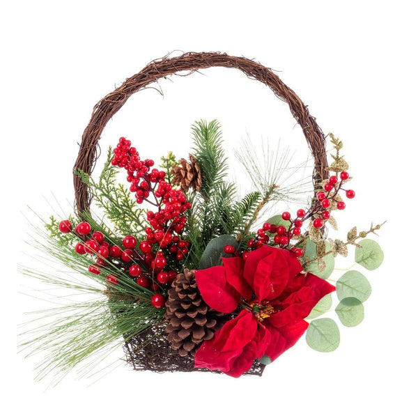 Décorations de Noël Rouge Multicouleur Rotin Plastique Ananas Panier 43,18 cm - Sapin Belge