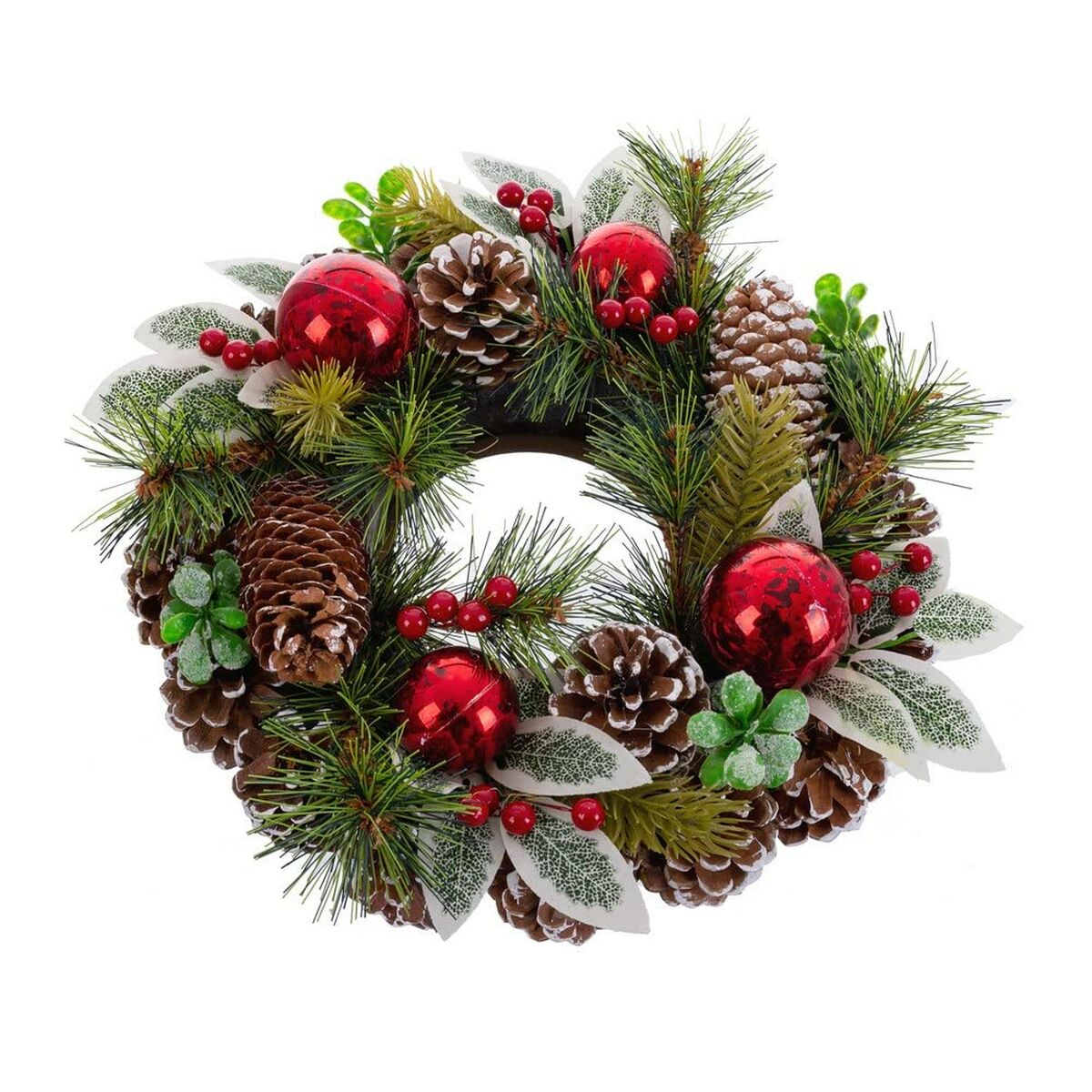 Couronne de Noël Rouge Vert Multicouleur Plastique Foam Ananas 30 x 30 cm - Sapin Belge