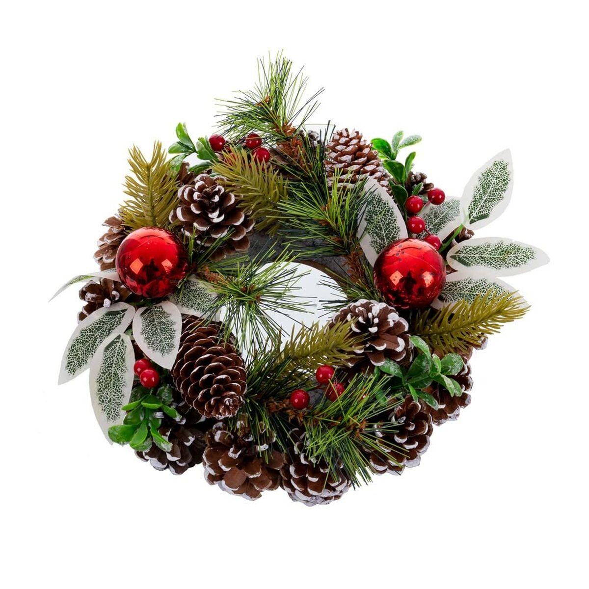 Couronne de Noël Rouge Vert Multicouleur Plastique Foam Ananas 22 x 22 cm - Sapin Belge