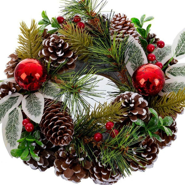 Couronne de Noël Rouge Vert Multicouleur Plastique Foam Ananas 22 x 22 cm - Sapin Belge