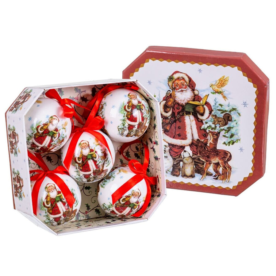 Boules de Noël Multicouleur Papier Polyfoam Père Noël 7,5 x 7,5 x 7,5 cm (5 Unités) - Sapin Belge