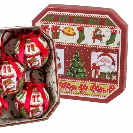 Boules de Noël Multicouleur Papier Polyfoam Père Noël 7,5 x 7,5 x 7,5 cm (5 Unités) - Sapin Belge