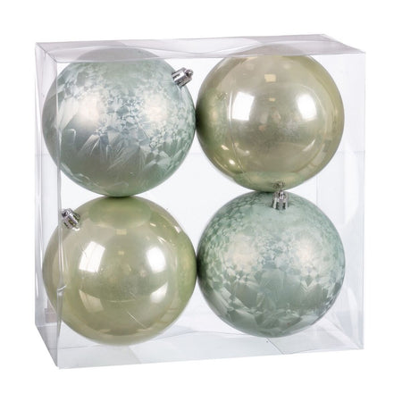 Boules de Noël Vert Plastique 10 x 10 x 10 cm (4 Unités) - Sapin Belge