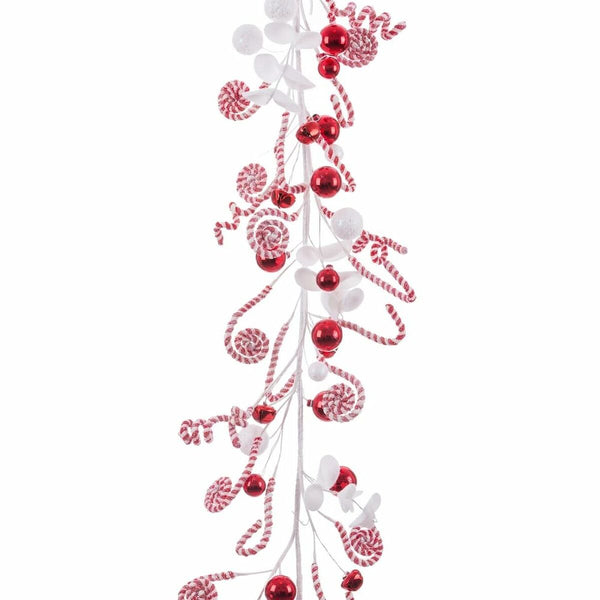 Guirlande de Noël Blanc Rouge Plastique Foam 180 cm - Sapin Belge