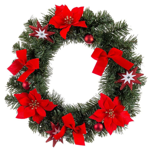 Couronne de Noël Rouge Vert Plastique 40 cm - Sapin Belge