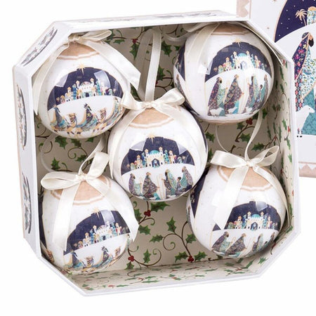 Boules de Noël Multicouleur Polyfoam Rois Mages 7,5 x 7,5 x 7,5 cm (5 Unités) - Sapin Belge