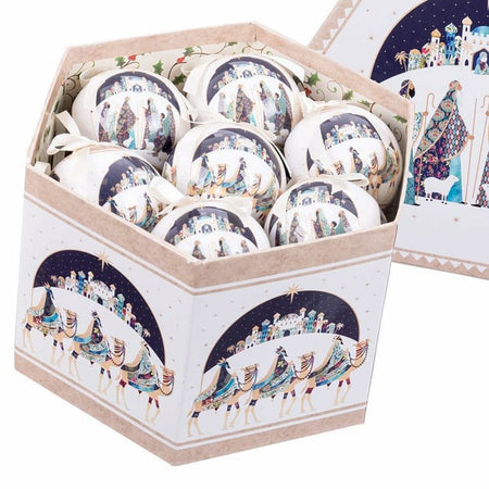 Boules de Noël Multicouleur Polyfoam Rois Mages 7,5 x 7,5 x 7,5 cm (14 Unités) - Sapin Belge