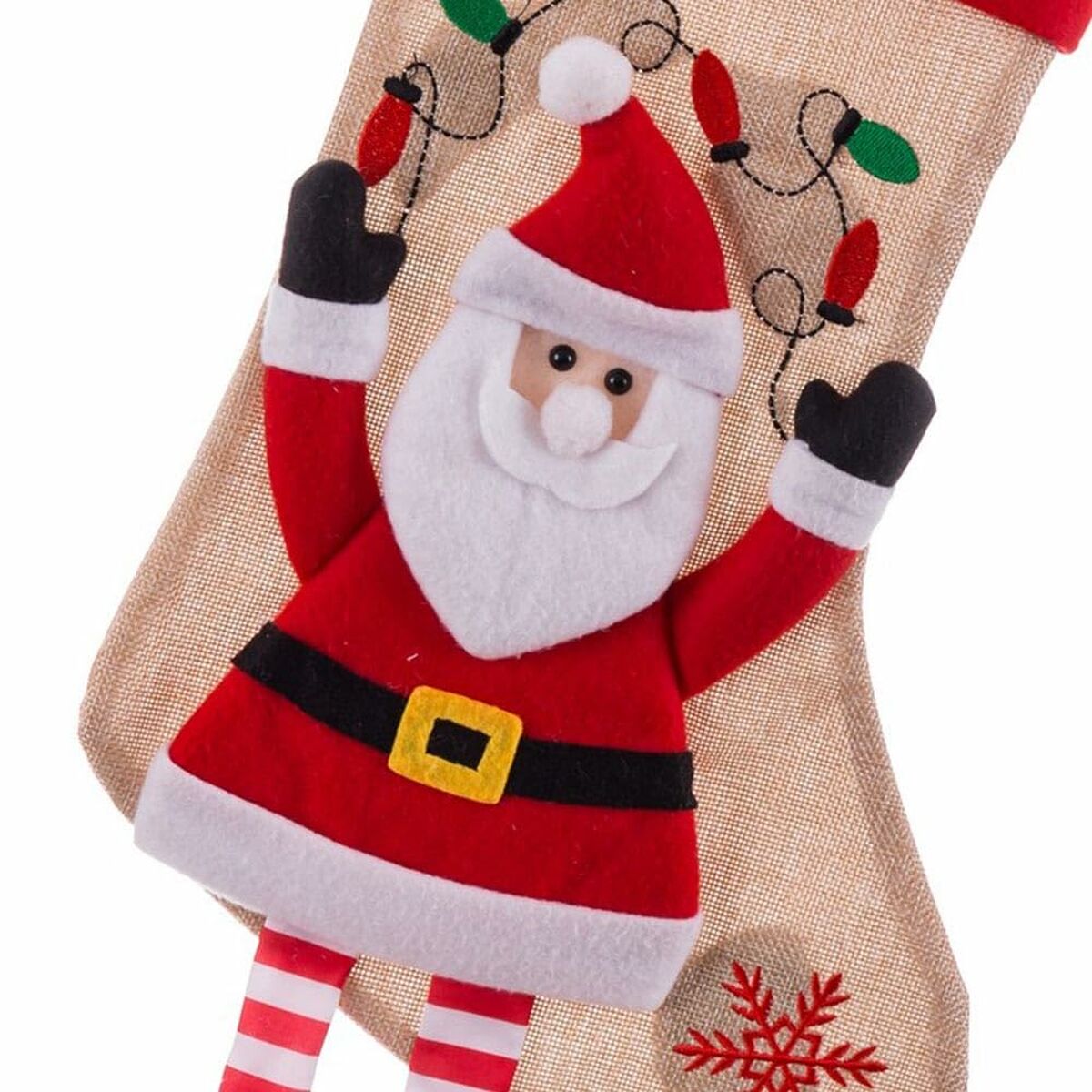 Chaussette de Noël Multicouleur Tissu Père Noël 47 x 28 x 28 cm - Sapin Belge