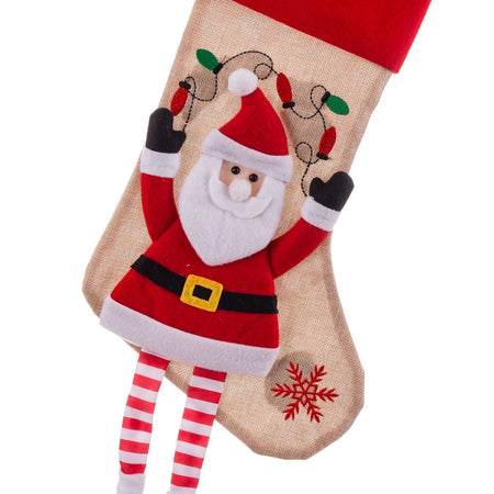 Chaussette de Noël Multicouleur Tissu Père Noël 47 x 28 x 28 cm - Sapin Belge