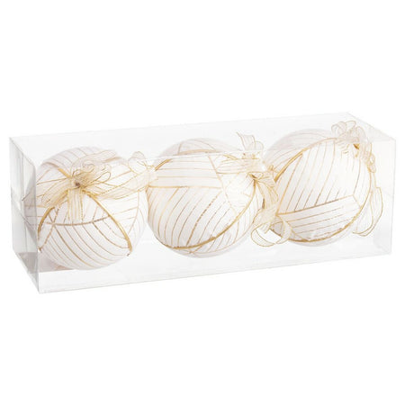 Boules de Noël Blanc Polyfoam Tissu 10 x 10 x 10 cm (3 Unités) - Sapin Belge