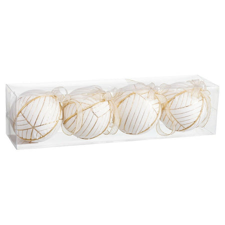 Boules de Noël Blanc Polyfoam Tissu 8 x 8 x 8 cm (4 Unités) - Sapin Belge