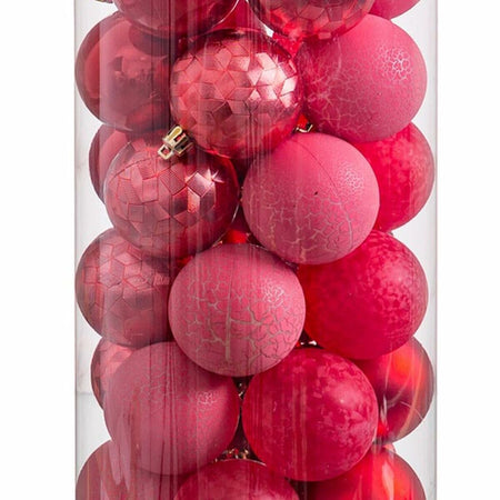 Boules de Noël Rouge Plastique 6 x 6 x 6 cm (40 Unités) - Sapin Belge