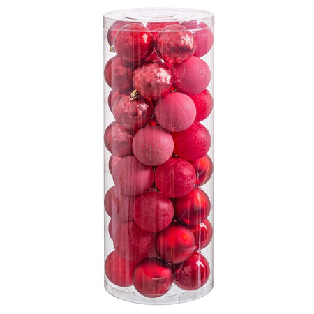 Boules de Noël Rouge Plastique 6 x 6 x 6 cm (40 Unités) - Sapin Belge
