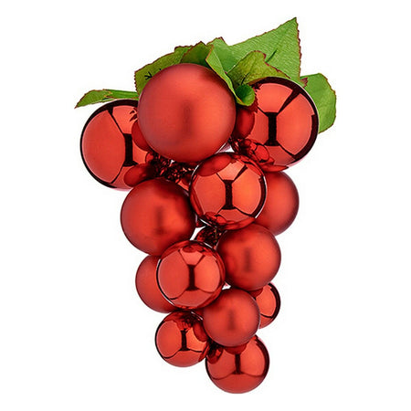 Boules de Noël Petit Raisins Rouge Plastique 14 x 14 x 25 cm - Sapin Belge