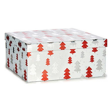 Set de boîtes décoratives Sapin de Noël Noël Rouge Argenté Blanc Carton - Sapin Belge