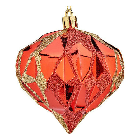 Boules de Noël Diamant Ø 8 cm Rouge Plastique 8 x 9 x 8 cm - Sapin Belge