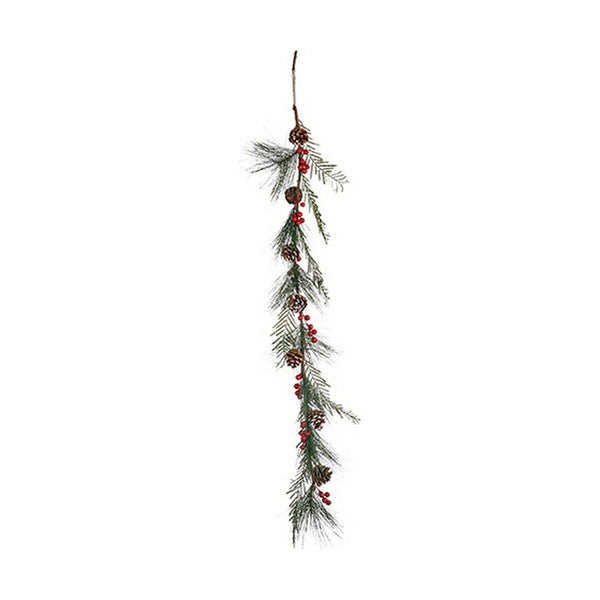 Guirlande de Noël Branche Marron Rouge Vert Plastique - Sapin Belge
