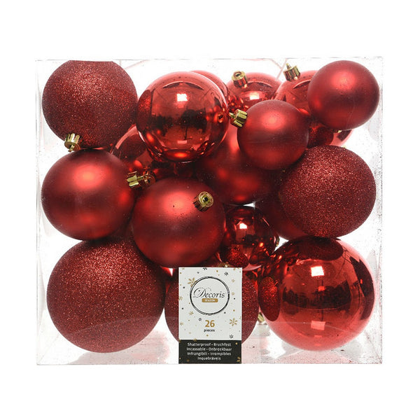 Boules de Noël Decoris rouge - Sapin Belge