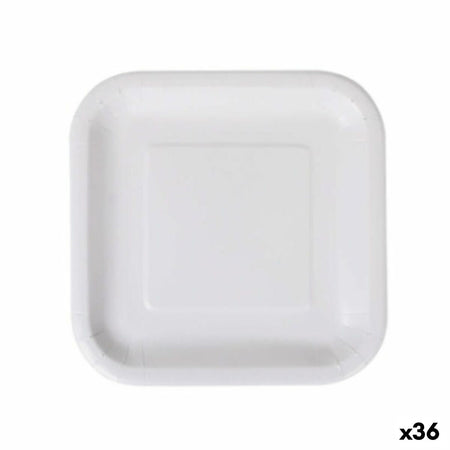 Service de vaisselle Algon Produits à usage unique Blanc Carton Carré 20 cm (36 Unités) - Sapin Belge