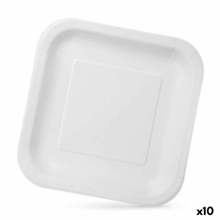 Service de vaisselle Algon Produits à usage unique Blanc Carton 23 x 23 x 1,5 cm (10 Unités) - Sapin Belge