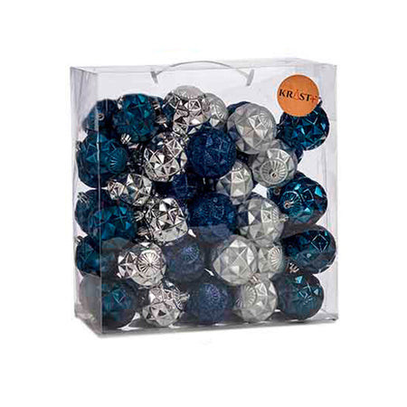 Lot de boules de Noël Ø 7 cm Argenté Bleu (4 Unités) - Sapin Belge