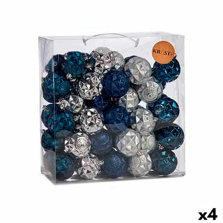 Lot de boules de Noël Ø 7 cm Argenté Bleu (4 Unités) - Sapin Belge