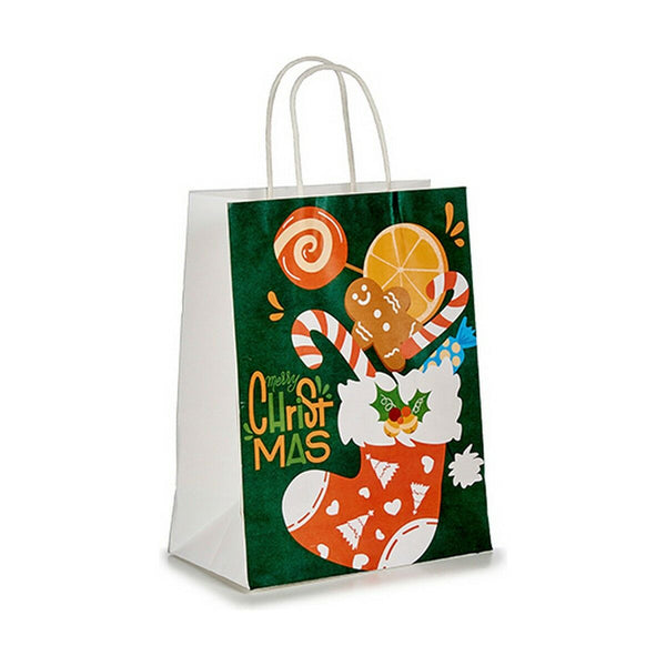 Sac en papier Chaussette de Noël Vert (12 Unités) - Sapin Belge