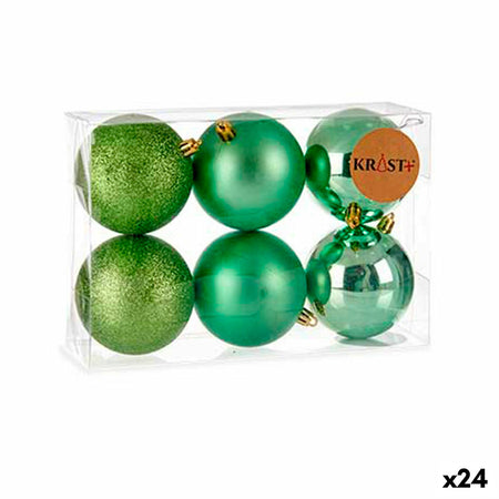 Lot de boules de Noël Vert Plastique Ø 8 cm (24 Unités) - Sapin Belge