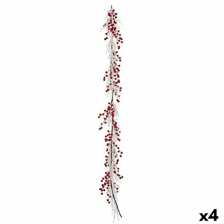Guirlande de Noël Branche Blanc Rouge Plastique 180 x 14 cm (4 Unités) - Sapin Belge