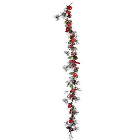 Guirlande de Noël Branche Fruits des bois Rouge Vert 34 x 19 x 183 cm (2 Unités) - Sapin Belge