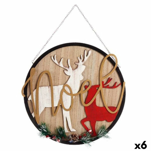 Décoration Suspendue Panneau renne de noël Naturel Bois MDF 29 x 1 x 29 cm (6 Unités) - Sapin Belge