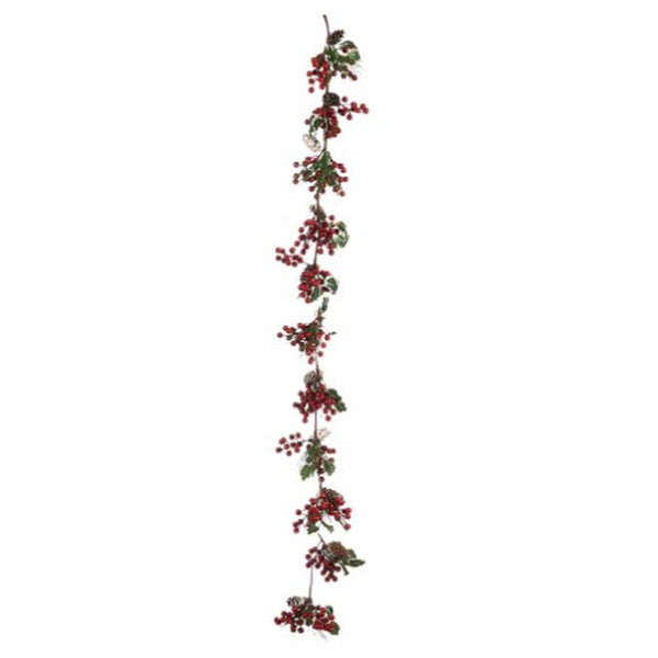 Guirlande de Noël Branche Fruits rouges Vert Plastique 15 x 7,5 x 156 cm (6 Unités) - Sapin Belge