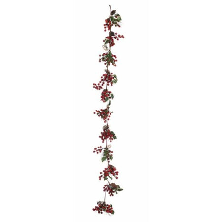Guirlande de Noël Branche Fruits rouges Vert Plastique 15 x 7,5 x 156 cm (6 Unités) - Sapin Belge