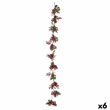 Guirlande de Noël Branche Fruits rouges Vert Plastique 15 x 7,5 x 156 cm (6 Unités) - Sapin Belge