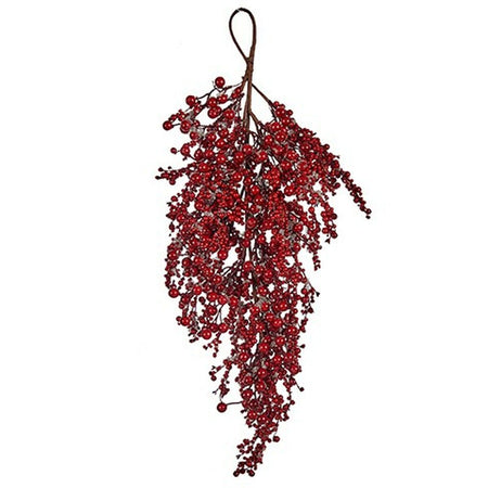 Guirlande de Noël Branche Fruits rouges Plastique 69 x 17 x 17 cm (6 Unités) - Sapin Belge