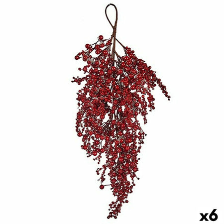 Guirlande de Noël Branche Fruits rouges Plastique 69 x 17 x 17 cm (6 Unités) - Sapin Belge