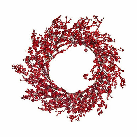 Couronne de Noël Rouge Plastique 48 x 10 x 48 cm (6 Unités) - Sapin Belge