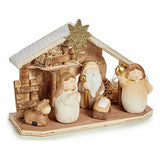 Crèche de Noël Blanc Marron Gris Bois Céramique 8,5 x 16 x 22,5 cm (8 Unités) - Sapin Belge