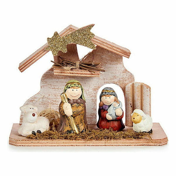 Crèche de Noël Marron Rouge Gris Bois Céramique 20 x 14,5 x 8 cm (8 Unités) - Sapin Belge