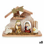 Crèche de Noël Marron Rouge Gris Bois Céramique 20 x 14,5 x 8 cm (8 Unités) - Sapin Belge