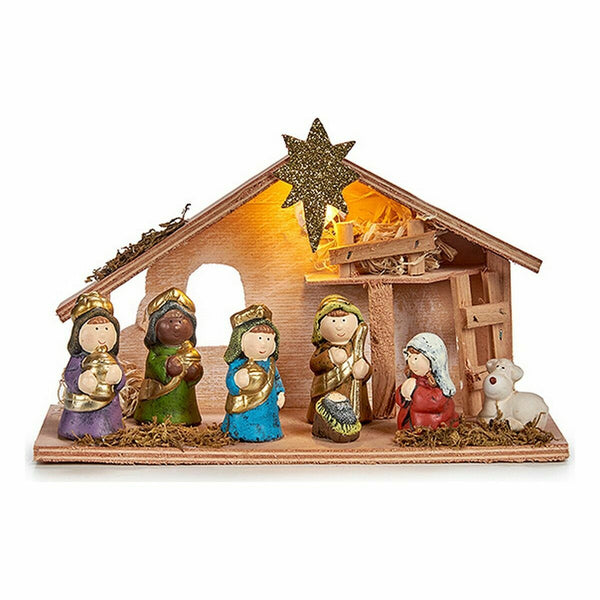 Crèche de Noël Multicouleur Bois Céramique 28 x 17 x 10 cm (6 Unités) - Sapin Belge