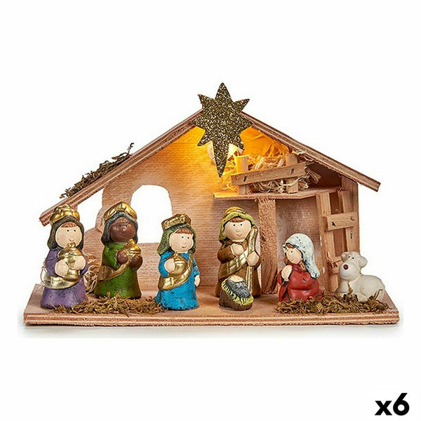 Crèche de Noël Multicouleur Bois Céramique 28 x 17 x 10 cm (6 Unités) - Sapin Belge