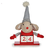 Figurine Décorative Souris Calendrier Rouge Gris Bois 20 x 11 x 20 cm (8 Unités) - Sapin Belge